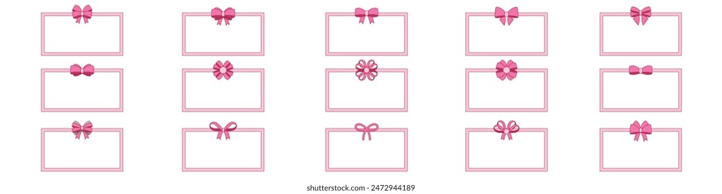 conjunto de arco de dibujos animados de borde de marco femenino rosa. Arco para la decoración del pelo presente, invitación, plano. Accesorios de moda para chicas. Arcos de regalo. Bueno para el día de San Valentín, la boda y el día de la madre