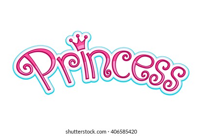 Pink Girly Princess Logo Text Graphic With Crown