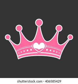 Pink Girly Princess Royalty Crown With Heart Jewels svg