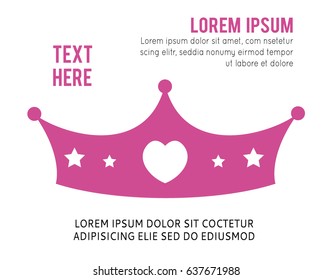 Pink Girly Princess Royalty Crown. Vector illustration.