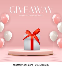 Pink Giveaway Time Vector Illustration EPS10