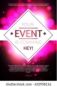 Pink  Glamour Poster Design Template with Colorful Explosion. Flyer, Brochure and Cover. Vector illustration
