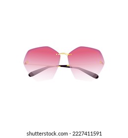 Pink glamour vector sunglasses isolated on the white background