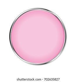 Pink glass button isolated on white background