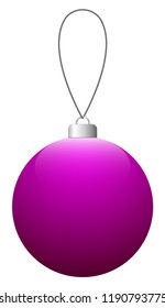 Pink glass Christmas ball on the string. Vector EPS 10