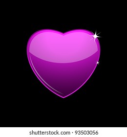 Pink glass heart on black, vector illustration, eps10, 2 layers