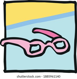 Pink glasses simple hand drawing converted to vector and colored