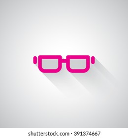 Pink Glasses web icon on light grey background