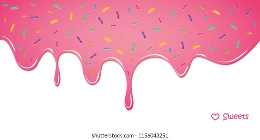pink glaze with colorful sugar sprinkles vector illustration EPS10