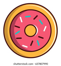 Pink glazed donut icon. Cartoon illustration of pink glazed donut vector icon for web