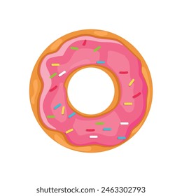 Rosa glasierter Donut. Donut-Ikone, Vektorillustration.