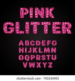 Pink Glitter Alphabet Fonts Vector Illustration