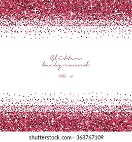 Pink glitter border background. Tinsel shiny backdrop. Luxury gold template. Vector