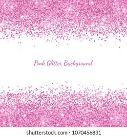 Pink glitter border placer on white background. Vector illustration