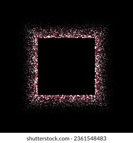 Pink  glitter. Bordered frame with pink gold glitter on white background. Vector illustration.