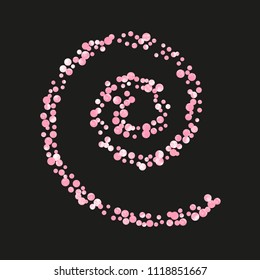 Pink glitter confetti with dots on isolated backdrop. Shiny random falling sequins with shimmer. Template with pink glitter confetti for party invitation, event banner, flyer, birthday card.