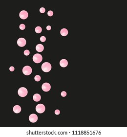Pink glitter confetti with dots on isolated backdrop. Falling sequins with glossy sparkles. Template with pink glitter confetti for party invitation, bridal shower and save the date invite.
