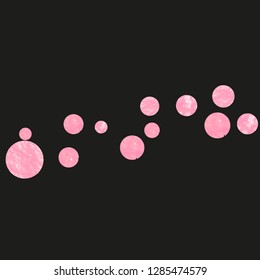 Pink glitter confetti with dots on isolated backdrop. Shiny random sequins with metallic sparkles. Design with pink glitter confetti for party invitation, banner, greeting card, bridal shower.