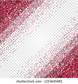 Pink glitter corner abstract background. Tinsel shiny backdrop. Luxury gold template. Vector