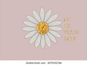 pink glitter daisy flower design 