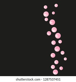 Pink glitter dots confetti on isolated backdrop. Shiny falling sequins with shimmer and sparkles. Design with pink glitter dots for party invitation, bridal shower and save the date invite.
