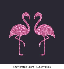Pink Glitter Flamingo. Vector