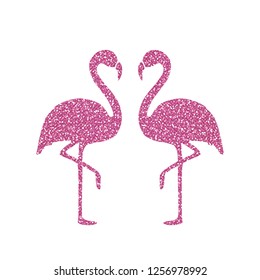 Pink Glitter Flamingo. Vector