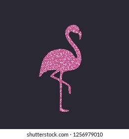 Pink Glitter Flamingo. Vector