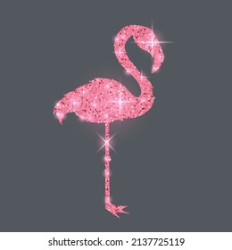 Flamingo de brillo rosado en formato vector