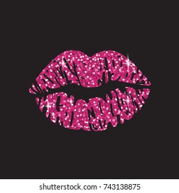 Pink glitter kisses vector illustration