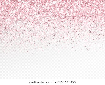 Rosa Glitzer Lichter Hintergrund. Funkelnder Glitzerregen-Effekt. Luxus-Rahmen für Muttertag, Valentinstag, Hochzeit, Geburtstagsfeier. Transparenter Hintergrund kann in Vektorgrafik entfernt werden.
