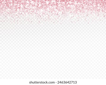 Pink glitter lights background. Sparkling glittering rain effect. Luxury frame for mother's day, Valentine, wedding, birthday party. Transparent background can be removed in vector format.