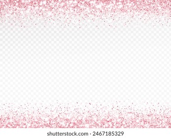 Pink glitter lights background. Sparkling glittering rain effect. Luxury frame for mother's day, Valentine, wedding, birthday party. Transparent background can be removed in vector format.