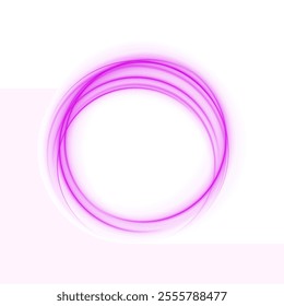 Pink Glitter Neon Circle Frame: Shiny Light Effects with Star Sparkle for Modern Design Projects