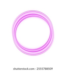 Pink Glitter Neon Circle Frame: Shiny Light Effects with Star Sparkle for Modern Design Projects