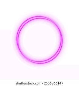Pink Glitter Neon Circle Frame: Shiny Light Effects with Star Sparkle for Modern Design Projects