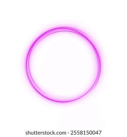 Pink Glitter Neon Circle Frame: Shiny Light Effects with Star Sparkle for Modern Design Projects
