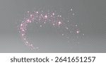 Pink glitter rain, falling magic pink sparkles, shiny fairy star dust, bright colorful confetti. Vector illustration.