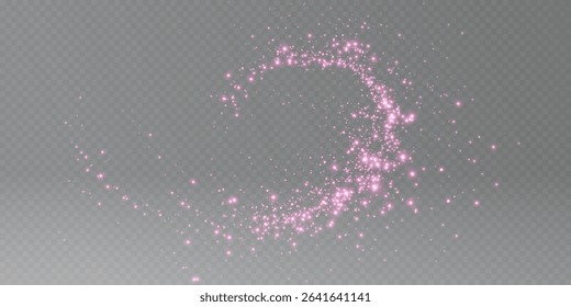 Pink glitter rain, falling magic pink sparkles, shiny fairy star dust, bright colorful confetti. Vector illustration.
