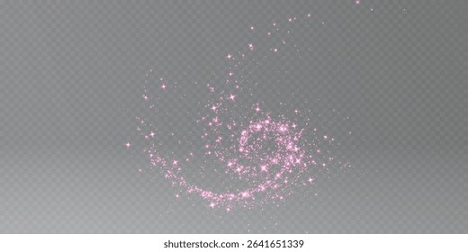 Pink glitter rain, falling magic pink sparkles, shiny fairy star dust, bright colorful confetti. Vector illustration.