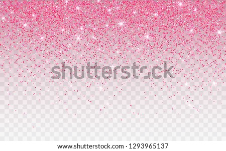 Pink glitter sparkle on a transparent background. Vibrant background with twinkle lights. Vector illustration.