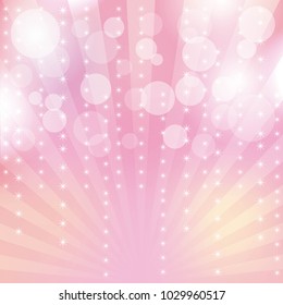 pink glitter sparkles rays lights bokeh and star festive abstract background