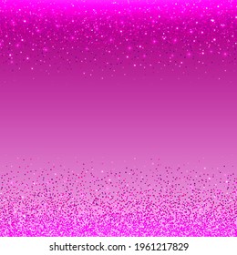 Pink glitter sparks background. Shiny confetti with glowing lights. Vector illustration.
