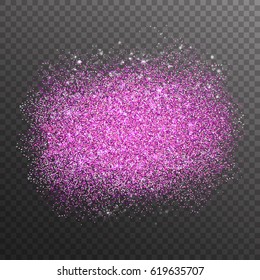 Salpicadura de brillo rosa aislado sobre fondo transparente. Ilustración vectorial.