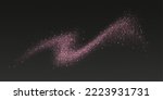 Pink glitter splash, shiny star dust explosion, shimmer spray effect, festive holiday particles isolated on a dark background. Vector illustration.