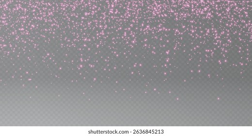 Pink glitter splash, shiny star dust explosion, shimmer spray effect, festive holiday particles isolated on a dark background. Vector illustration.