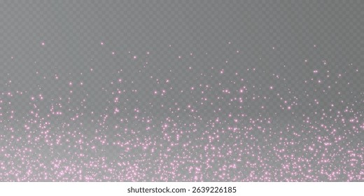 Pink glitter splash, shiny star dust explosion, shimmer spray effect, festive holiday particles isolated on a dark background. Vector illustration.