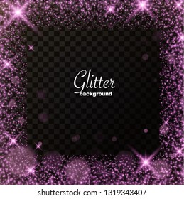 pink glitter transparent background place for text