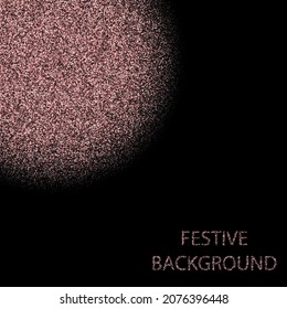 Pink glittering particles on a black background. Festive background.