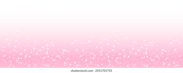 Pink glittering vector dust background. Glittering white lights. Party glow particle. Magic star effect. Vector white stars sparkle on transparent background